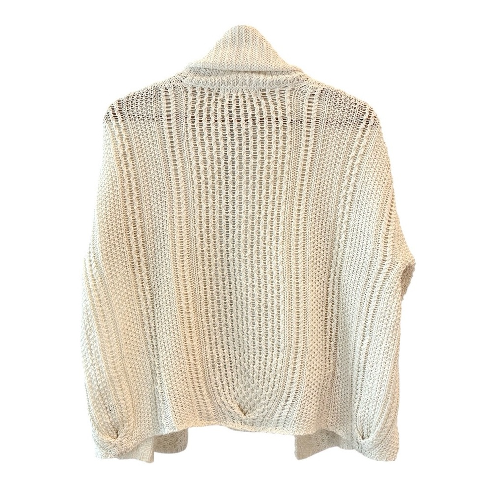 Michael Kors Linen Cotton Open Front Cardigan Sweater Knit Cream Ivory White L - Picture 12 of 13